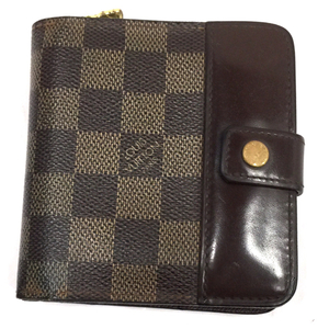 ルイヴィトン N61668 ダミエ コンパクトジップ ミニ財布 ユニセックス ブラウン系 ブランド小物 LOUISVUITTON