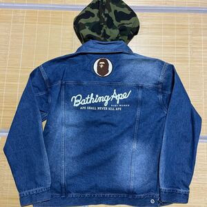 A BATHING APE BAPE KAWS Denim Hooded Jacket デニムジャケット　パーカー　1st Camo 迷彩　BABY MILO Logo SHARK シャーク