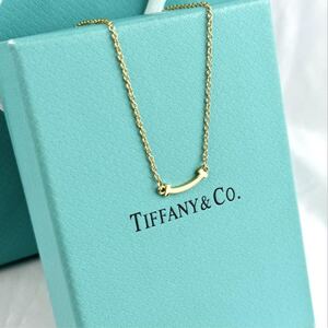 極美品★Tiffany K18 イエローゴールド ティファニー Tスマイル ペンダントネックレス CA5802089