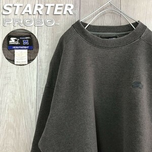 ★メキシコ製★正規品★【STARTER PROBO スターター】刺繍ロゴ ヘビーウエイト スウェットシャツ トレーナー[メンズ M]グレー 茶 K2-204