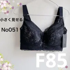 051F85ブラック 小さく見せるブラ フルカップブラジャー