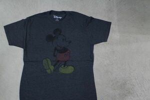 【古着レア美品WALTDISNEY MICKEYMOUSEデザインプリントTシャツ灰色M】ミッキーマウスディズニーキャラクター東京ディズニーランド