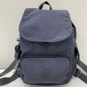 □43−1330 良品 Kipling キプリング リュックサック リュック バックパック レディース グレー系 軽量 シンプル カジュアル チャーム付き