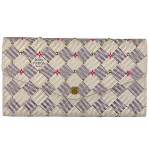 ルイ・ヴィトン Louis Vuitton ポルトフォイユ サラ スタッズ 長財布 ダミエアズール ホワイト N45296 レディース 【中古】