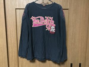 Von Dutch(ボンダッチ) ダメージ加工 スカルワッペン 長袖Ｔシャツ メンズ 中古 古着 