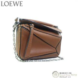 ロエベ （LOEWE） パズルバッグ ナノ ショルダー ハンド クラッチ バッグ A510U98X01 ブラウン（中古）