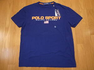 【送料無料 即決】POLO SPORT RALPH LAUREN 復刻 ポロスポーツ ラルフローレン LOGO ロゴ USA アメリカ 星条旗 Tシャツ Tee ブルー M 新品