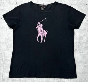 90s USA製 RALPH LAUREN ビッグポニー 半袖Tシャツ　　ラルフローレン 90年代 SLIM FIT スリムフィット フレンチスリーブ ポロ POLO 柳9499