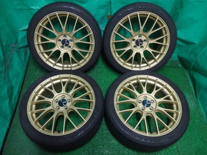 エンケイ ENKEI PFM1 18×7.5J +48 5H PCD100●NITTO 225/40R18 中古タイヤ付ホイール4本●ム90