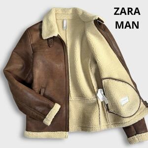 美品 ZARA MAN ザラ B-3 フェイクムートン フライトジャケット ライダースジャケット ボア メンズ M