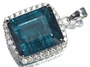 VML11753I【1円～】【RK宝石】極上インディゴライト 超特大30.369ct! 極上ダイヤモンド 1.44ct 超高級ペンダントヘッド トルマリン