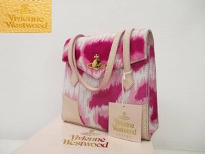 0024T 未使用保管品 VivienneWestWood ヴィヴィアンウエストウッド レオパード ハラコ パーティー バッグ ピンク系 箱付/ハンドバッグ