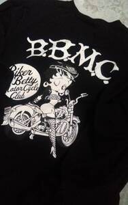 ☆メンズ☆BETTYBOOP ☆BIKER BETTY☆カッコいい！バイカーベティちゃん黒色ロングTシャツです(o^―^o)大きいサイズ６Ｌ☆新品未使用品☆