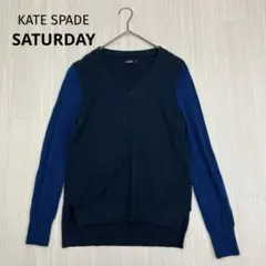 ◆ KATE SPACE バイカラー ウール Vネック ニット セーター XS