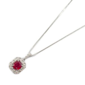 ジュエリー ルビー ダイヤ ネックレス ブランドオフ JEWELRY Pt950プラチナ ネックレス PT950/PT850 中古 レディース