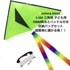 新品⭐️emma kites三角凧凧糸ハンドル収納バッグ子ども用超簡単に揚がる凧