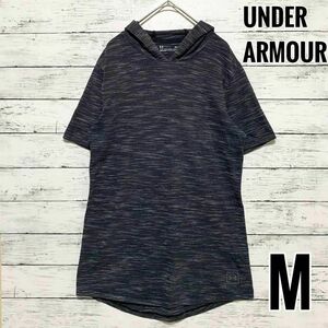 UNDER ARMOUR Tシャツ　フード　黒　ワンポイント　ロゴ　半袖　【M】