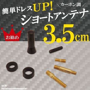 ショートアンテナ 3.5cm カーボン仕様 トヨタ パッソ (リヤルーフアンテナ車) 汎用 車 黒 ブラック TOYOTA 受信 カーボン調 ヘリカル