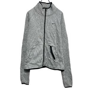 NIKE プリント スウェット トレーナー ナイキ L グレー ホワイト フルジップ 古着卸 アメリカ仕入 a609-7316