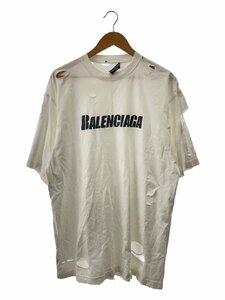 BALENCIAGA◆Tシャツ/XXS/コットン/WHT/21SS Caps Destroyed Flatground