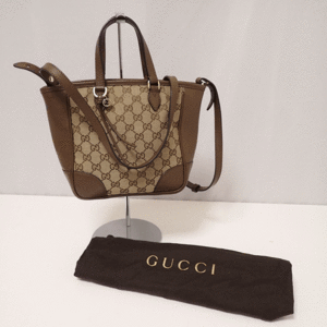 GUCCI グッチ 449241 トートバッグ 2WAY GGキャンバス xレザー ベージュ ブラウン アウトレット　極美品　送料無料！！