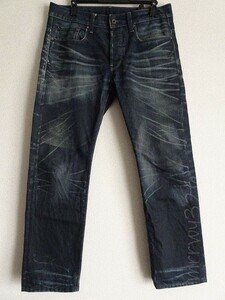 ☆G-STAR RAW ☆ ジースターロウ ジーンズ メンズ W32 L32 STRAIGHT 3301 男性用 インディゴ ストレート ダメージ Gパン ボタンフライ