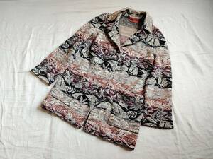 ビンテージ 90’S レア MISSONI ミッソーニ コート ロング ウール ニット ボタニカル 植物 44 マルチカラー レディース ★12