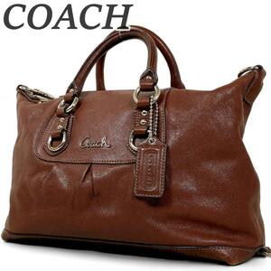 COACH コーチ ハンドバッグ 2way 肩掛け ショルダーバッグ ブラウン シルバーロゴ レディース アシュレイ 普段使い お出掛け 通勤通学