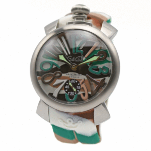 ガガミラノ GaGa MILANO マヌアーレ 48MM カモフラージュ 5010.18S 手巻き グリーン マルチカラー メンズ 紳士用 男性用 腕時計 新品同様