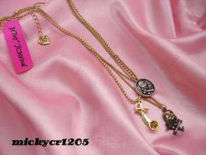 新品即決★アメリカブランド★BETSEY JOHNSON ベッツィ ジョンソン★海賊＆薔薇 カットラス 三連ネックレス★送料無料