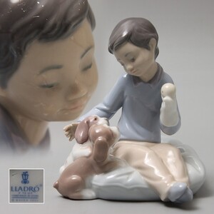 PJ285. 絶版品【LLADRO リヤドロ】「僕の友達」 男の子 犬 フィギュリン 陶製人形 6983 / 西洋美術置物オブジェリアドロ