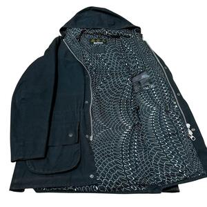 英国製 Barbour×URBAN RESEARCH iD 別注 バブアー×アーバンリサーチ ID オイルドジャケット DURHAM ブルゾン フード付き 38 黒 ブラック 