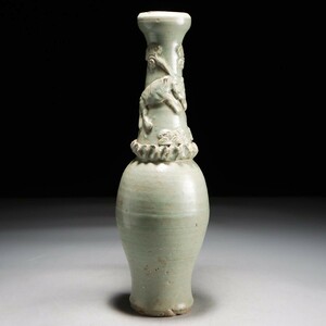 PG319. 中国古玩 宋代 青磁 装飾 長頸壺 高さ44.5cm / 陶器陶芸古美術時代花器花瓶