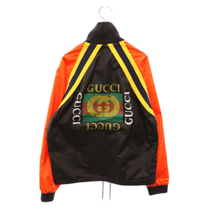 GUCCI グッチ バックヴィンテージロゴ ナイロンジップアップジャケット ブルゾン ブラック/レッド/イエロー 500958 Z707C