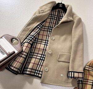 大きいサイズ ★超美品★ バーバリー BURBERRY バーバリーロンドン ウールコート ノバチェック ホース刺繍 旅行 通勤 40