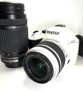 ★実用品★ ペンタックス PENTAX K-X ホワイト + 18-55mm 55-300mm レンズつき ★動作確認済★