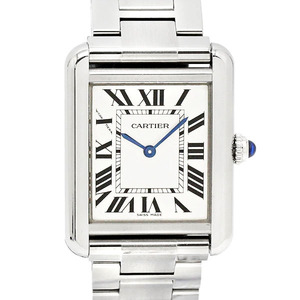 カルティエ Cartier タンクソロSM W5200013 シルバー文字盤 SS レディース腕時計 クォーツ 24.4mm ステンレス 女性 ブランド ウォッチ