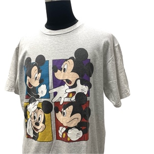 USA古着 90s Disney ミッキー プリント Tシャツ アメリカ製 / 霜降りグレー オールド ヴィンテージ キャラクター ディズニー 90年代