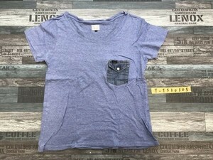 LEE リー レディース デニムポケット付き 半袖Tシャツ S 杢ブルー