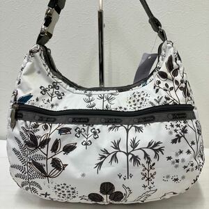 □41ー1036　LeSportsac レスポートサック　レディース トートバッグ 肩掛けバッグ 軽量 カジュアル 花柄 シンプル 白系 グレー系