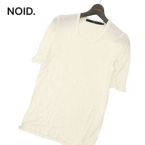 NOID. ノーアイディー 春夏 ロゴ刺繍★ 5分袖 Uネック カットソー Tシャツ Sz.1　メンズ 白 日本製　C4T06193_6#D