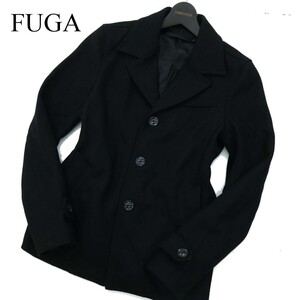 FUGA フーガ 秋冬 【NOUVELLE】 メルトン ウール シングル Pコート Sz.44　メンズ 黒　A2T13783_B#N