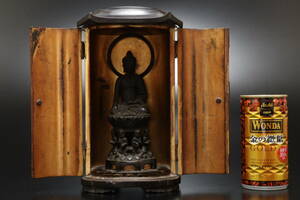 P 仏教美術 銅製 仏像 置物 厨子付