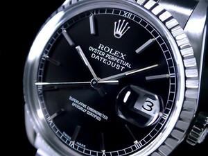 ★超美品 ROLEX ロレックス エンジンターンド ブラック Ref.16030 Cal.3035 デイトジャスト オイスターパーペチュアル 綺麗★