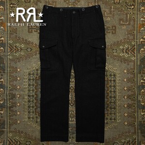 【傑作品】 RRL Striped Wool Cargo Trouser 【30×30】 ストライプ ウール カーゴ トラウザー 黒 ブラック 月桂樹 羊毛 Ralph Lauren 