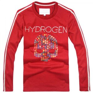 美品◆【格好いい】メンズTシャツHYDROGENハイドロゲン長袖トップス赤XL