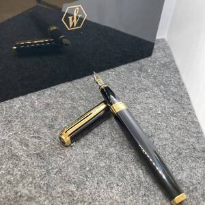 PE2624□Waterman ウォーターマン 万年筆 ペン先 18K 750 IDEAL F エクセプション ブラックラッカー ケース付き 状態良好