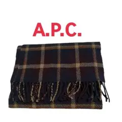 イタリア製！A.P.C. アーペーセー ウールチェックマフラー パープル紫