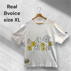 Real Bvoice メンズ　大きいサイズ　Tシャツ　ホワイト　花柄　XL