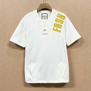 定番ヨーロッパ製※定価2万◆ブルガリア発※RISELIN 半袖Tシャツ 綿100％ 通気 速乾 英字 刺繍 トップス カッコイイ スウェット XL/50